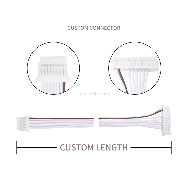 0.80mm 8 PIN PVC LVDS Cable Assembly Wire Harness JST SHR-08V-S-B