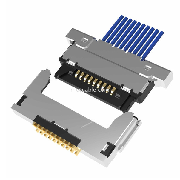 10pin Lvds Micro Coaxial Cable Assembly 20345-010T-32R 0.4 mm pitch  Horizontal mating type micro-coaxial connector