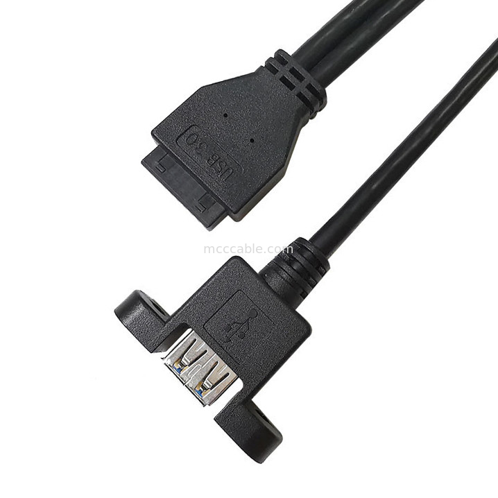 USB 3.0 Panel Mount A x2 to 20 Pin Header Motherboard Custom Wire Harness