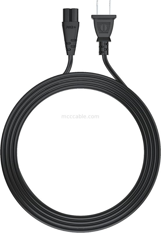 12ft Electric Power Cord 2 Prong Ac Wall Plug 2 Slot Led Lcd