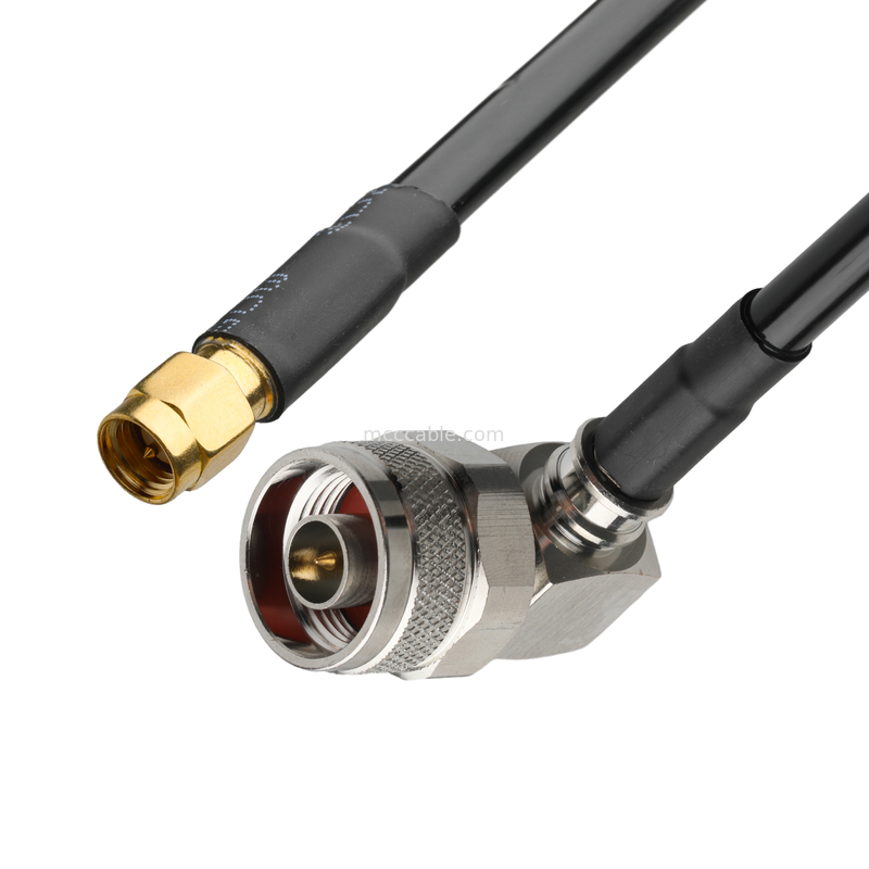 RF Connector Lmr-240 Low Loss Rf Cable Black Sma Male Straight Plug To N Male Plug Right Angle Plug