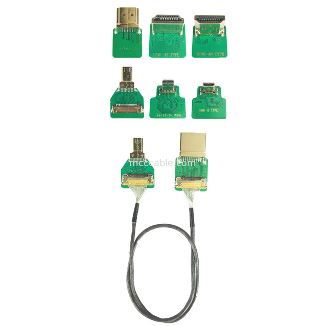 MIPI Connector Adapters OEM ODM HDMI Cable Adapter Micro Straight Head HDMI-D-180° To  20454-220-02 20455 20453
