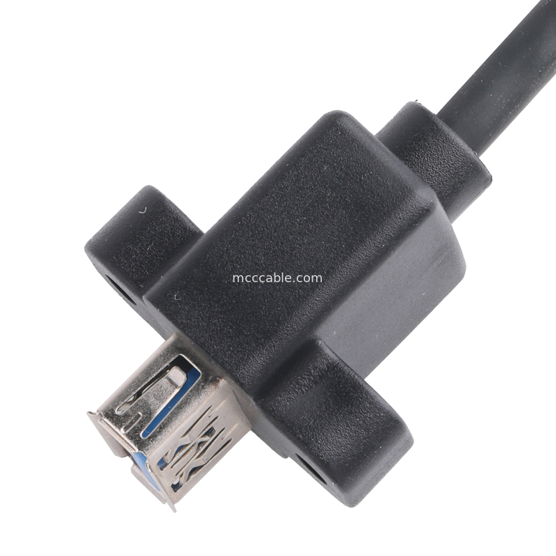 Black Usb3 0 Cable Am 90 Degree Side Bend To Af Half Pack Screw Type Formed Outer Molding