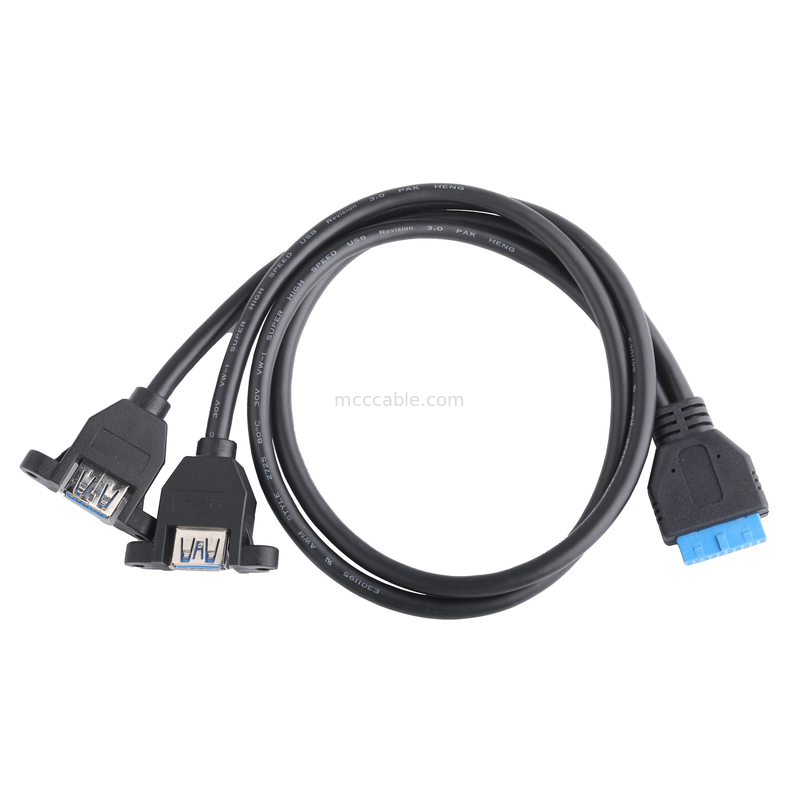 USB 3.0 Front Panel Motherboard 19/20 Pin Cable To USB Female Splitter Adapter Extension Connector