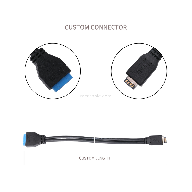 Computer Motherboard Power Cable USB 3.1 Type-E Male To IDC20P Male Adapter Cable 20-Pin Extension Cable