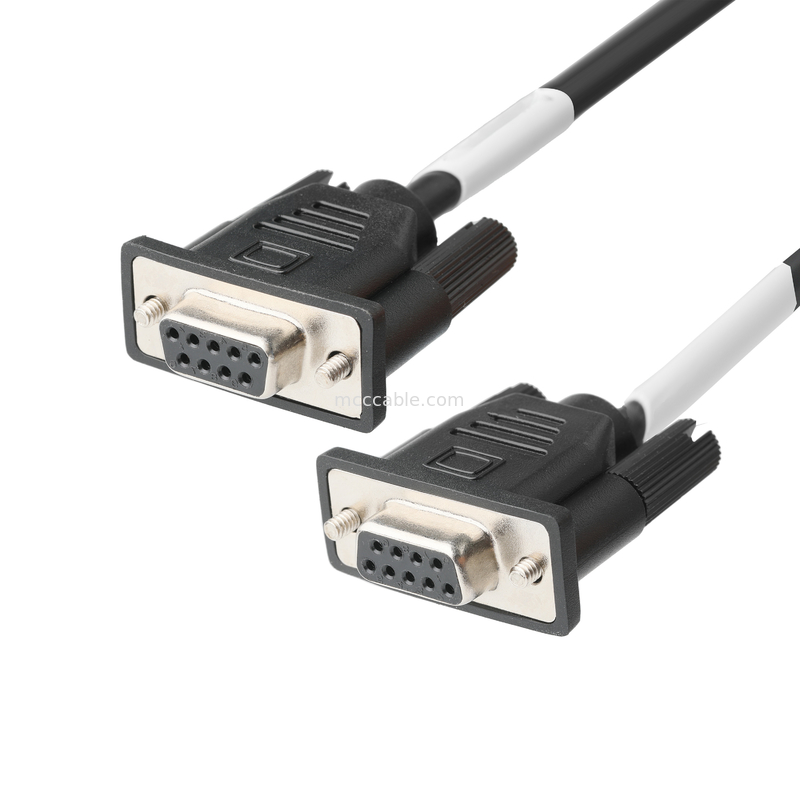 D-SUB-9Pin Male Solder Type White Rubber Core Nickel Plated Shell To D-SUB-9Pin FEMALE Connector OEM/ODM