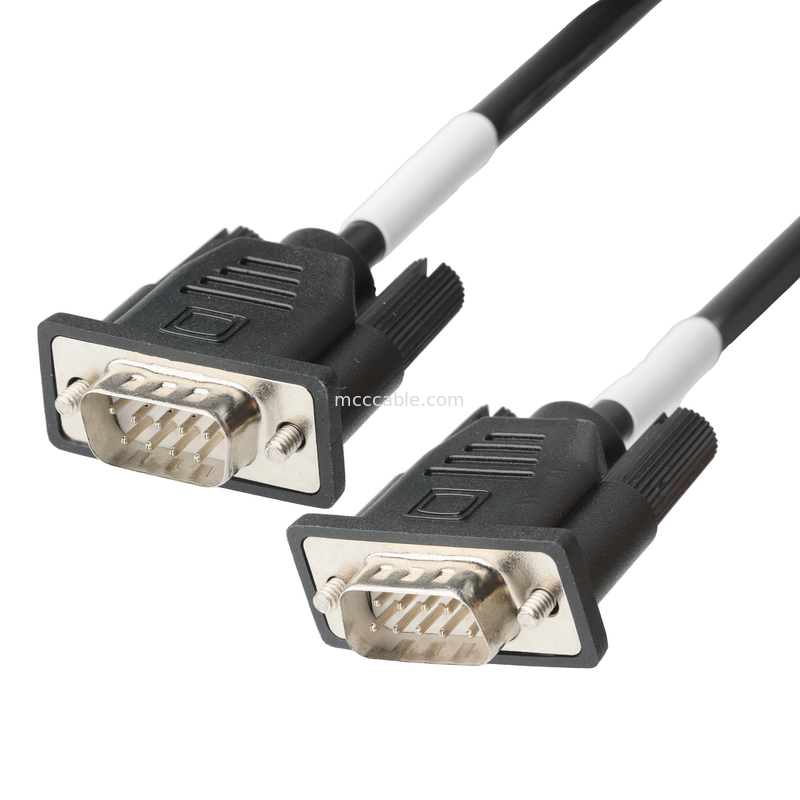 D-SUB-9Pin Male Solder Type White Rubber Core Nickel Plated Shell To D-SUB-9Pin FEMALE Connector OEM/ODM