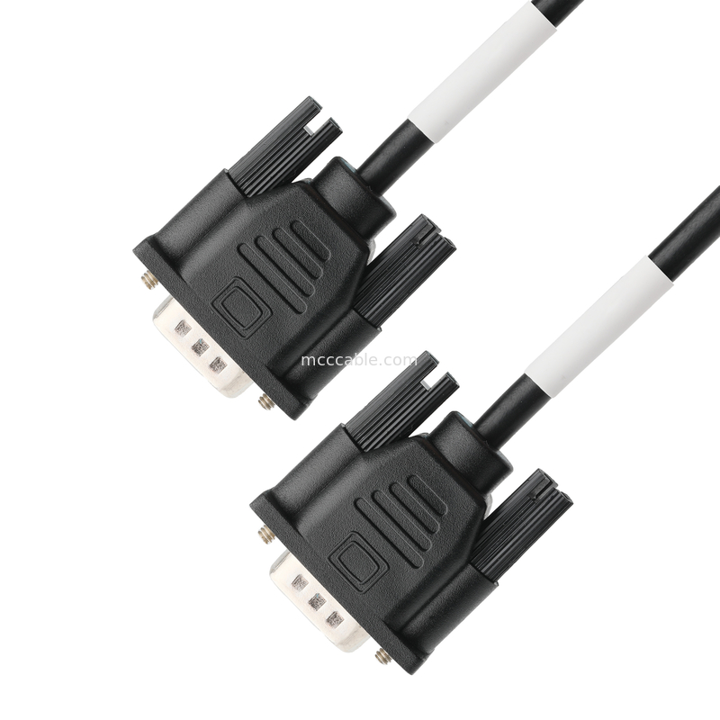 D-SUB-9Pin Male Solder Type White Rubber Core Nickel Plated Shell To D-SUB-9Pin FEMALE Connector OEM/ODM
