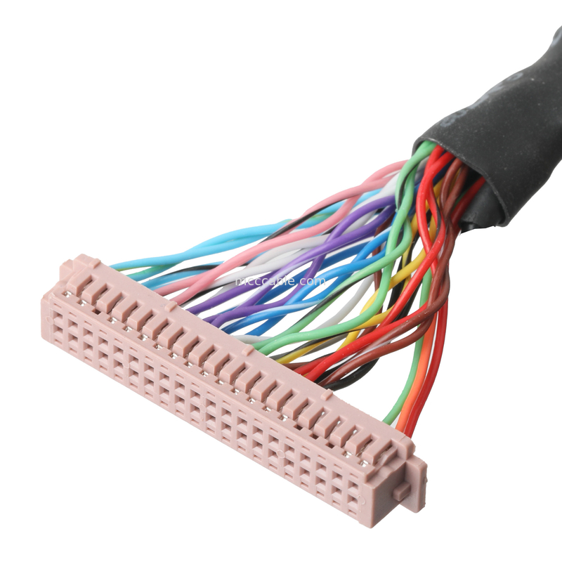 LVDS Cable Assembly  DF13-40Pin Pitch 1.25mm To HD-SUB 26P Female Sloder UL 1007 20AWG Cable OEM/ODM