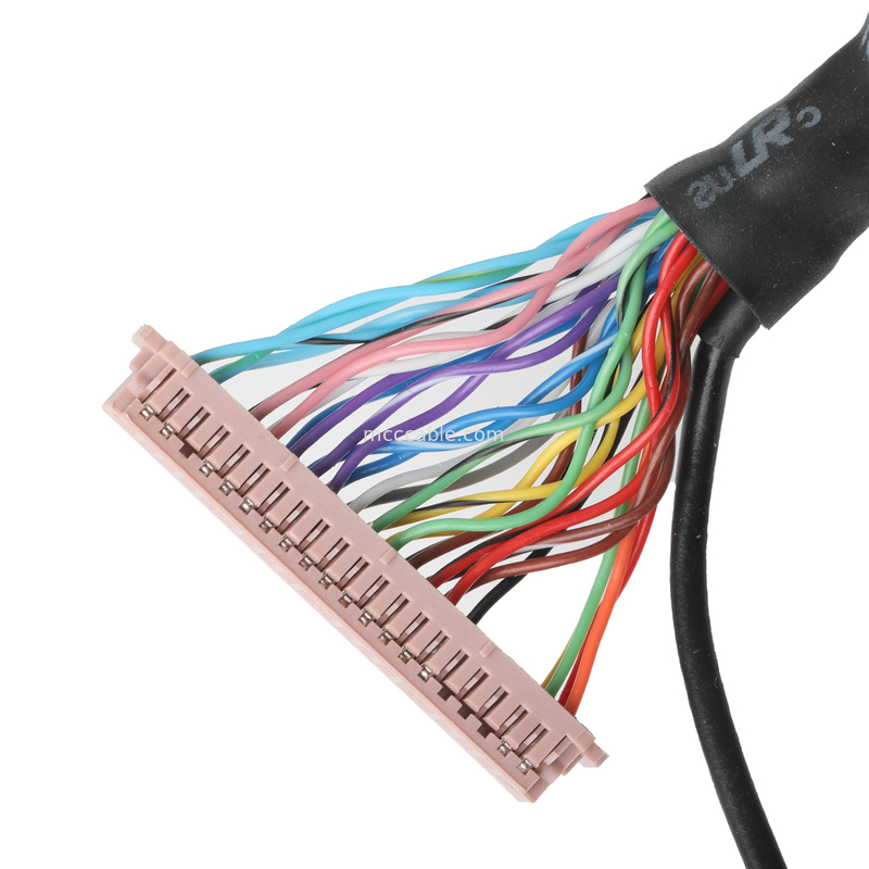 LVDS Cable Assembly  DF13-40Pin Pitch 1.25mm To HD-SUB 26P Female Sloder UL 1007 20AWG Cable OEM/ODM