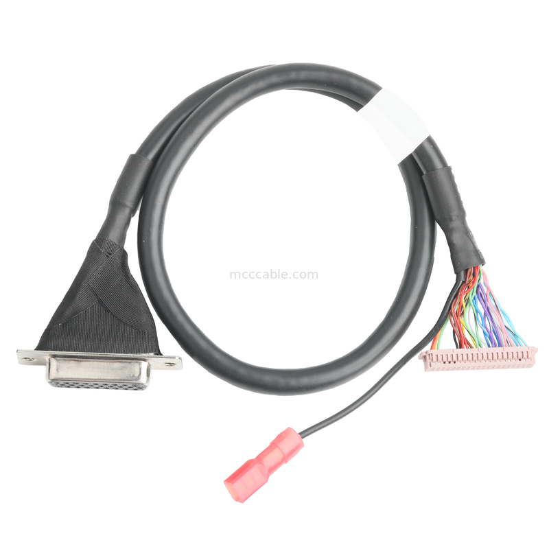 LVDS Cable Assembly  DF13-40Pin Pitch 1.25mm To HD-SUB 26P Female Sloder UL 1007 20AWG Cable OEM/ODM