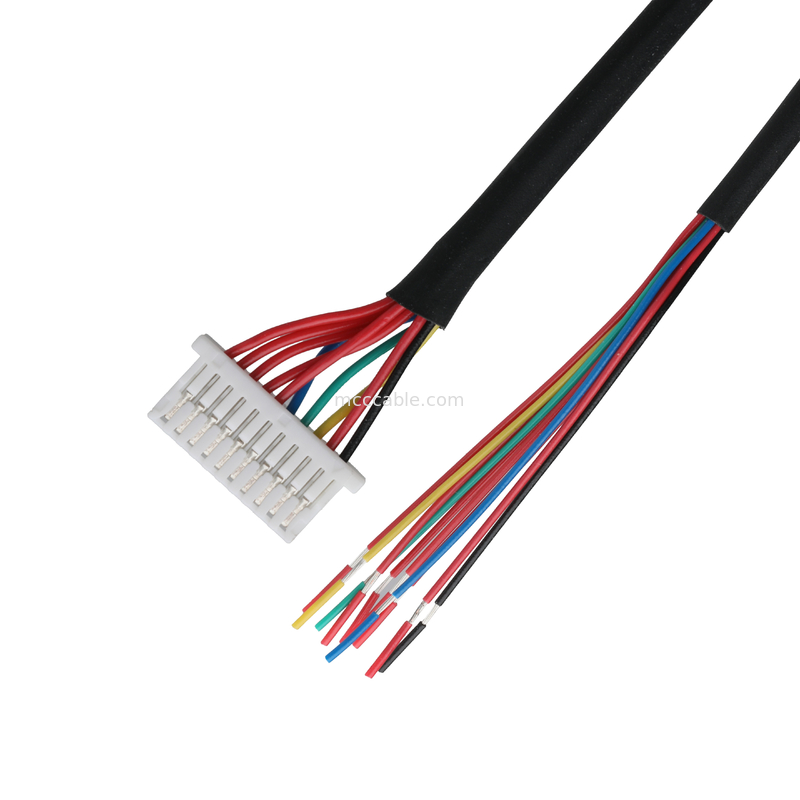 Lvds Cable 10P JST SHLP-10V-S-B To Semi-stripped Harnesses Custom Coaxial Cable Assemblies Automotive Wire Harness