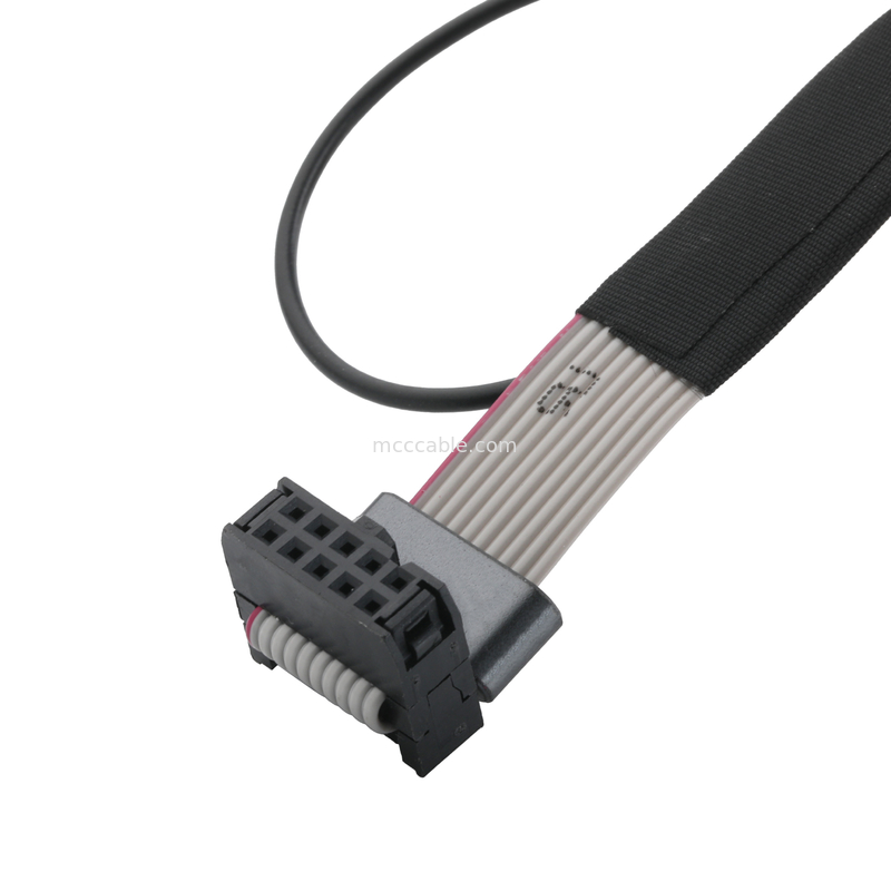 IDC FC-10P And TER M4 Pitch 1.27mm Ground Cable Connector With Ring Wire UL2651 28AWG Cable OEM/ODM