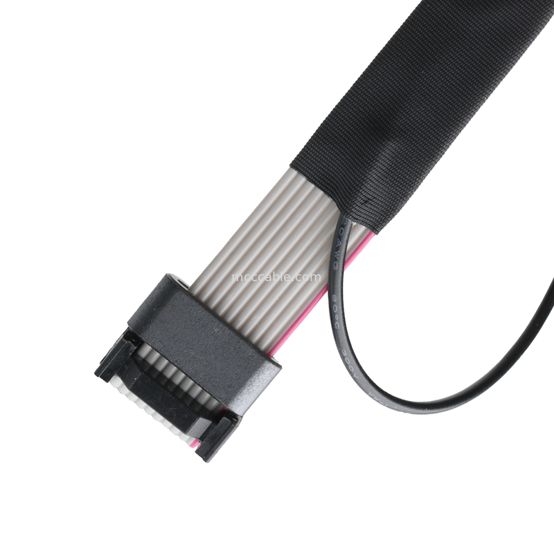 IDC FC-10P And TER M4 Pitch 1.27mm Ground Cable Connector With Ring Wire UL2651 28AWG Cable OEM/ODM