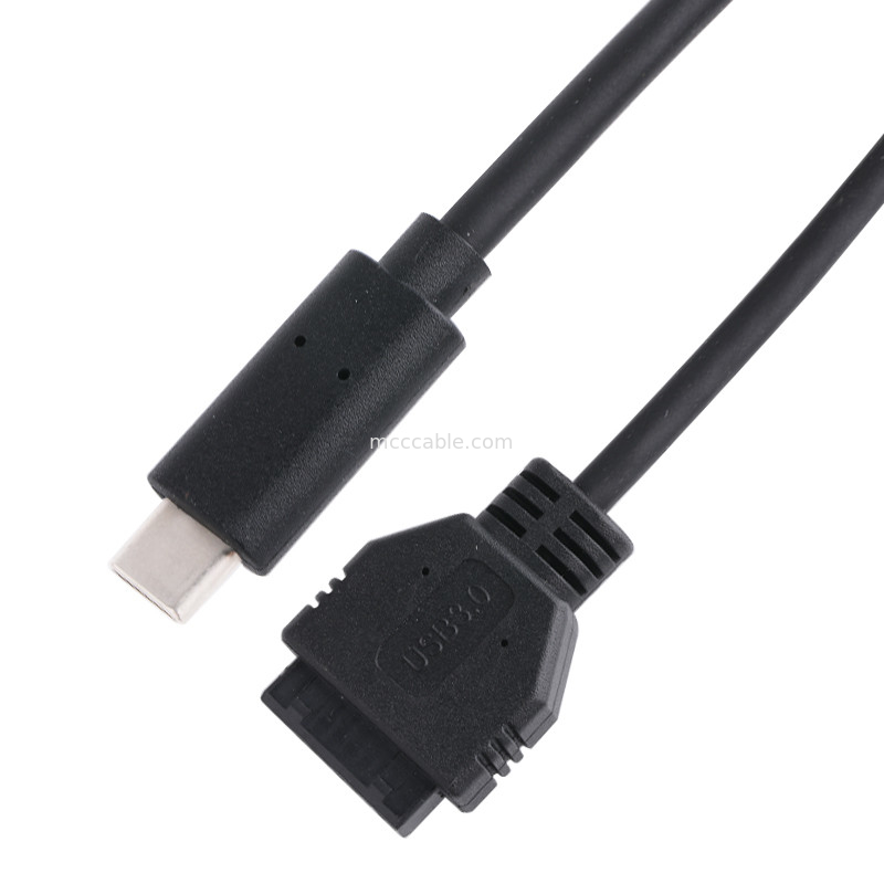 20P Female USB 3.0 Type-C to IDC Adapter Cable Internal Resistor Black PVC Wire OEM ODM