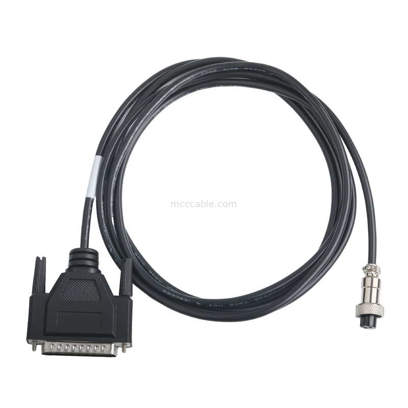 CLEAR PVC 30P D-SUB FEMALE To GX12 M12-2P Connector Custom Cable Assembly Connectors OEM/ODM