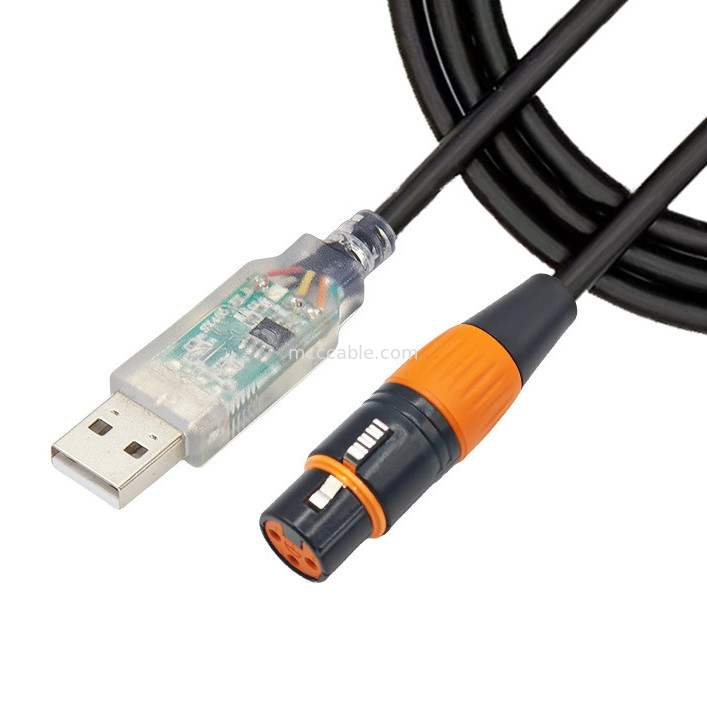 USB To DMX512 Stage Three-core XLR Male Cable Lighting Signal Cable Par Light Beam Mixer Control Cable