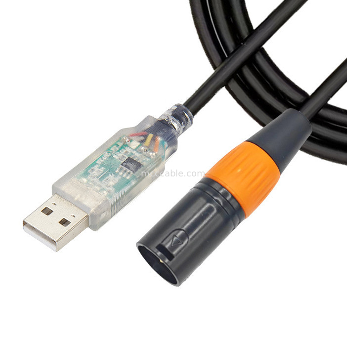 USB To DMX512 Stage Three-core XLR Male Cable Lighting Signal Cable Par Light Beam Mixer Control Cable