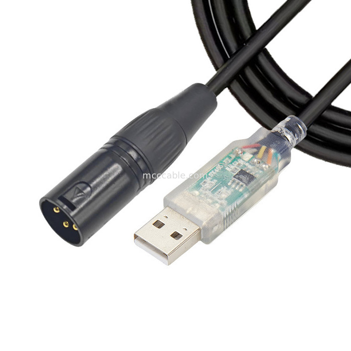 USB To DMX512 Stage Three-core XLR Male Cable Lighting Signal Cable Par Light Beam Mixer Control Cable