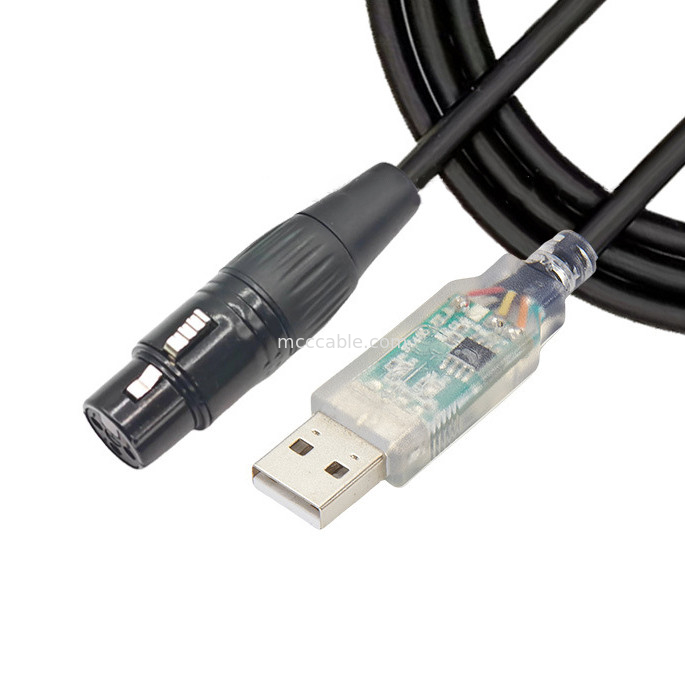 USB To DMX512 Stage Three-core XLR Male Cable Lighting Signal Cable Par Light Beam Mixer Control Cable