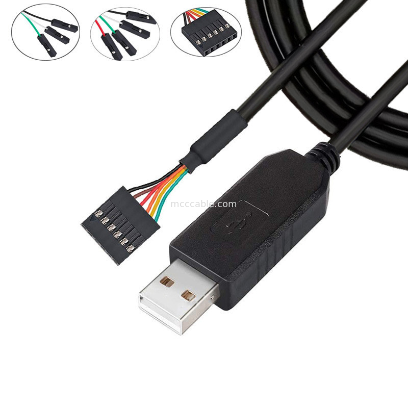 FTDI Chip USB To 6P TTL-232R-3V3 5V Level Module Serial Port Cable Ttl3.3v5v, Customizable Power Supply Pin Number
