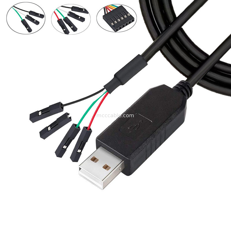 FTDI Chip USB To 6P TTL-232R-3V3 5V Level Module Serial Port Cable Ttl3.3v5v, Customizable Power Supply Pin Number
