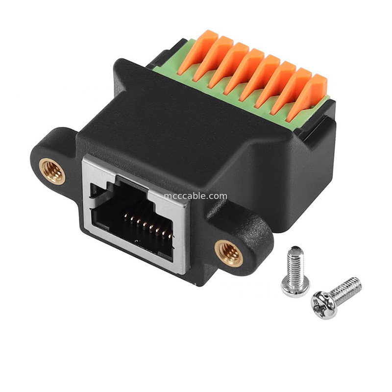 RJ45 Protocol To 8Pin Core Quick-connect Terminal Without Welding Female 8P8C Crystal Head Network, With Thread