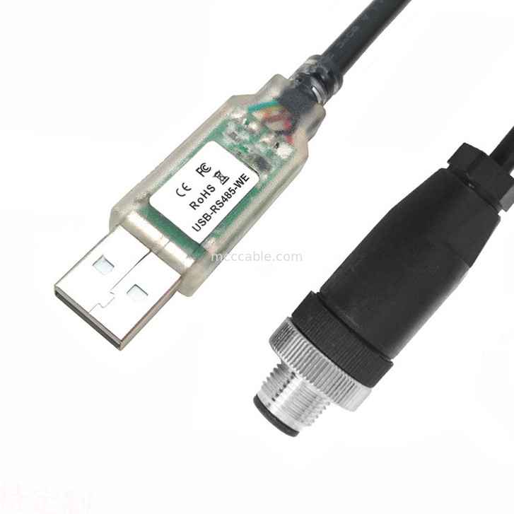USB-A to RS485-M12 M8 Waterproof Connector for CNC Machine Tools PLAM LED Display