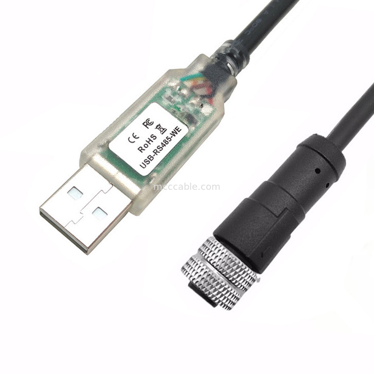 USB-A to RS485-M12 M8 Waterproof Connector for CNC Machine Tools PLAM LED Display