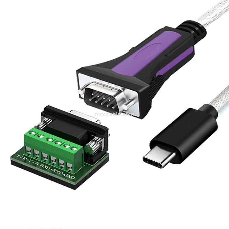 Industrial Grade Custom Cable for TYPE-C to RS485-DB9/RS422-DB9 CONN Connector B DB9 Male