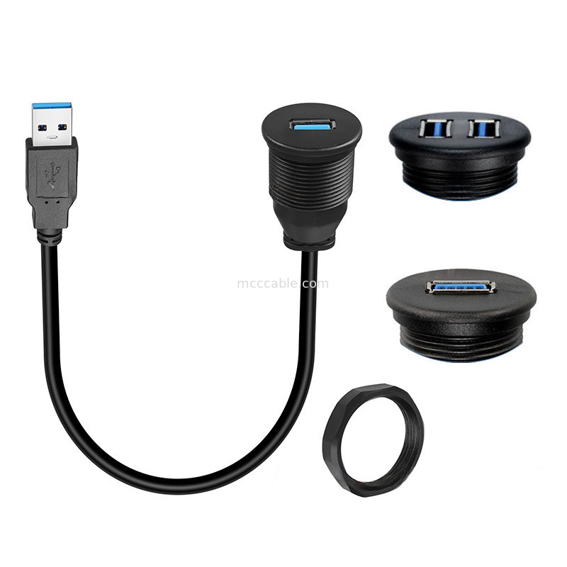 Custom Harness USB3.0 Calbe Car Dashboard Panel Cable Round Head USB3.0 Male To Female Extension Cable Waterproof Cable
