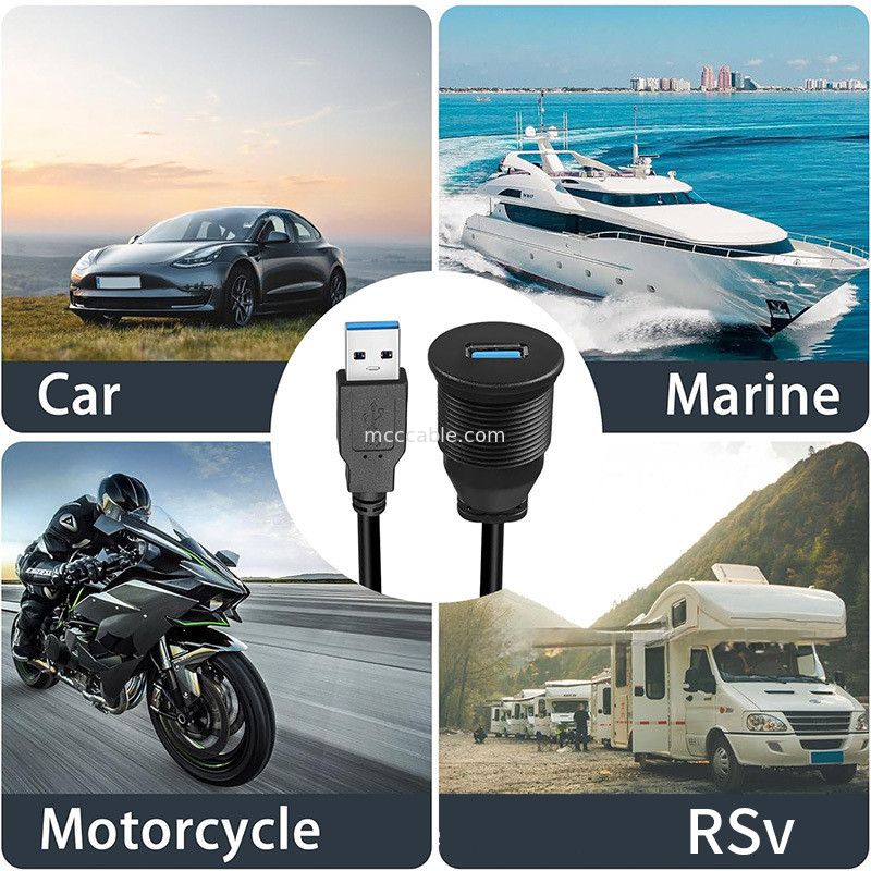 Custom Harness USB3.0 Calbe Car Dashboard Panel Cable Round Head USB3.0 Male To Female Extension Cable Waterproof Cable