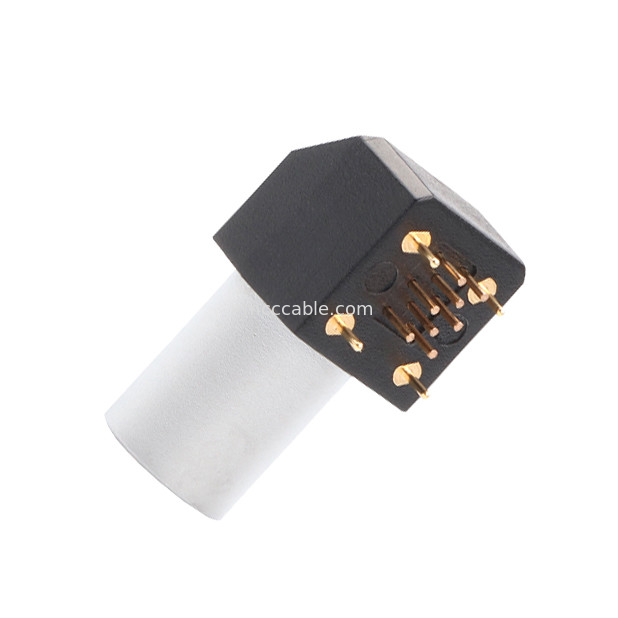 Indoor Circular Connector B Series Z11 8Pin Angled Grounding Solder Fixed Socket 90° Angular Socket For Circuit Board