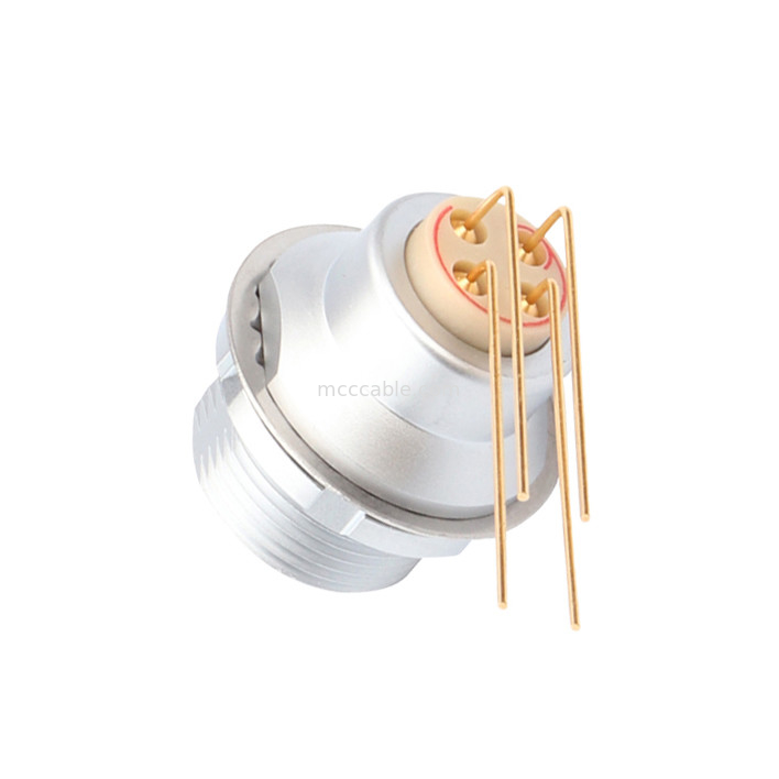 Industrial Circular Waterproof Connector Z3 External Fixed Socket Printed Circuit Board 90° Elbow Pin Core 4 Pin