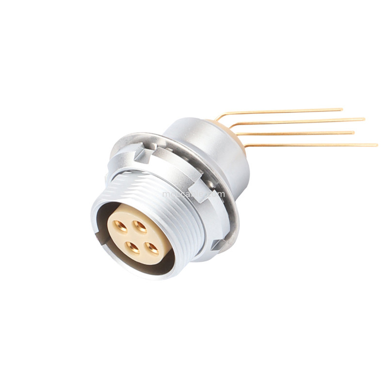 Industrial Circular Waterproof Connector Z3 External Fixed Socket Printed Circuit Board 90° Elbow Pin Core 4 Pin