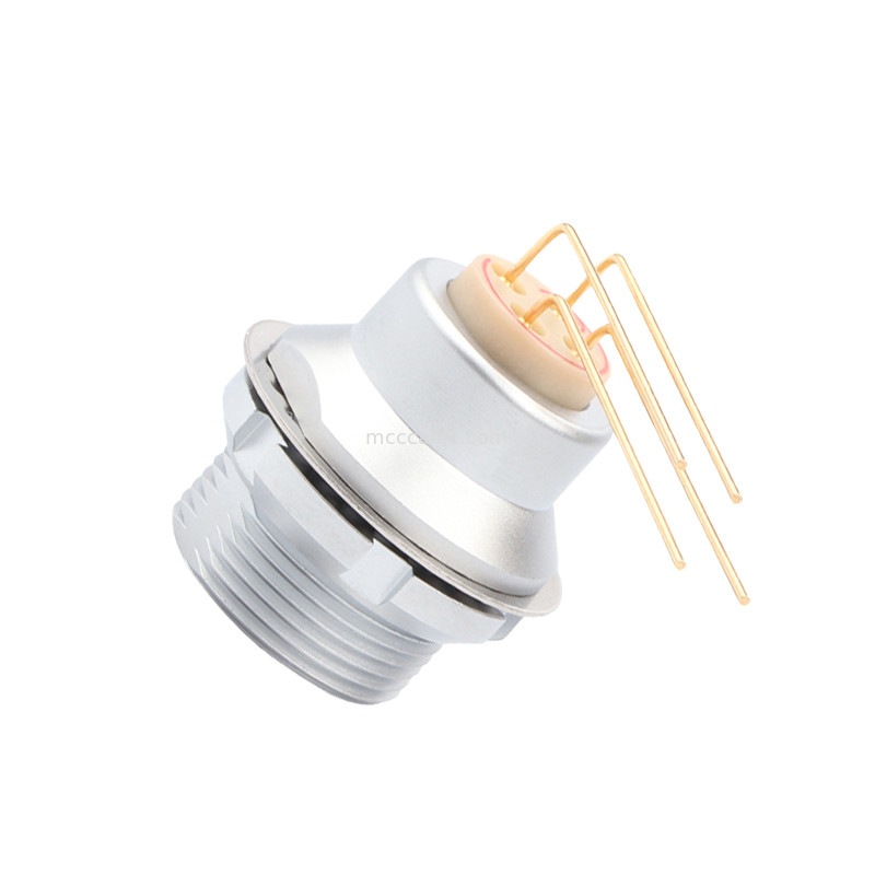 Industrial Circular Waterproof Connector Z3 External Fixed Socket Printed Circuit Board 90° Elbow Pin Core 4 Pin