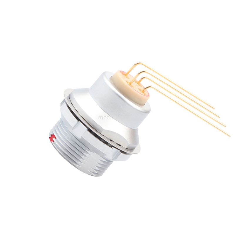 Industrial Circular Waterproof Connector Z3 External Fixed Socket Printed Circuit Board 90° Elbow Pin Core 4 Pin