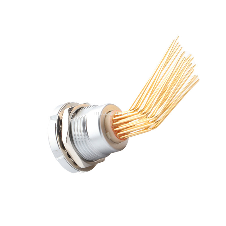 Circular Waterproof Connector Z2 26Pin Double Nut 90° Angle Pin Core Internal And External Nut Fixed Socket