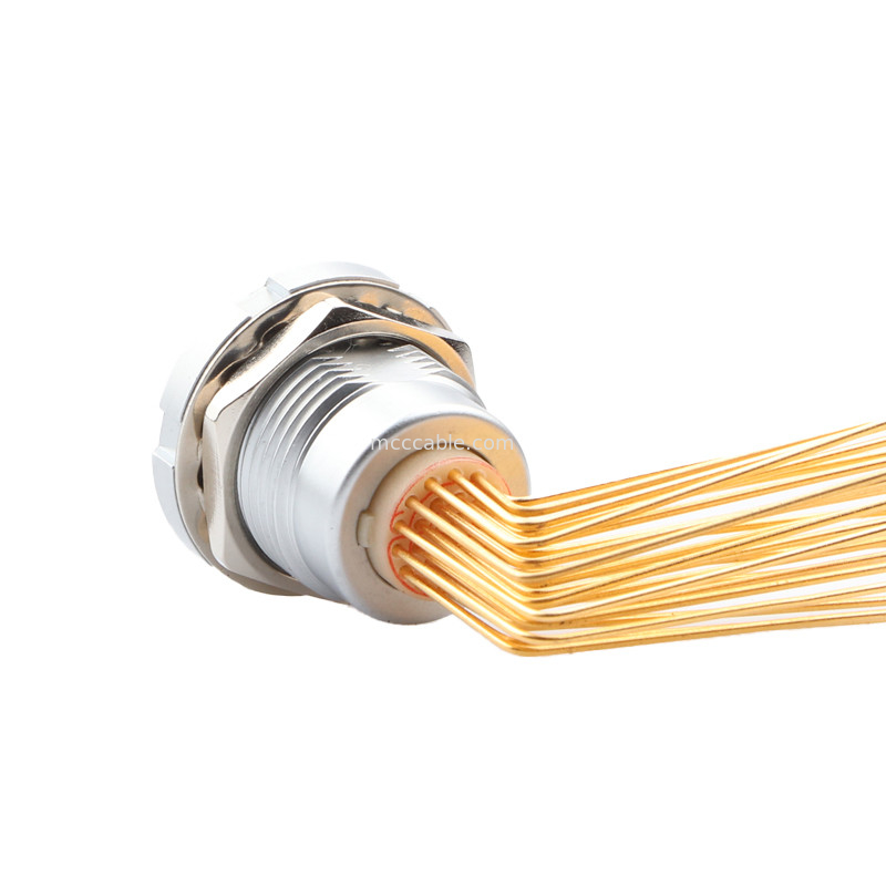 Circular Waterproof Connector Z2 26Pin Double Nut 90° Angle Pin Core Internal And External Nut Fixed Socket