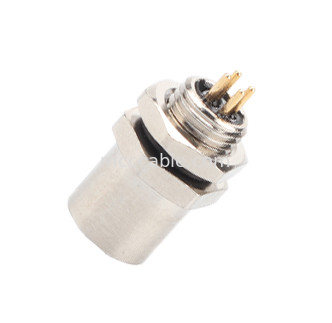 M5 Code-A Female Connector 4Pin Panel Flange PCB Socket IP67 Circular Interface Type A