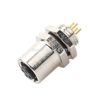 M5 Code-A Female Connector 4Pin Panel Flange PCB Socket IP67 Circular Interface Type A