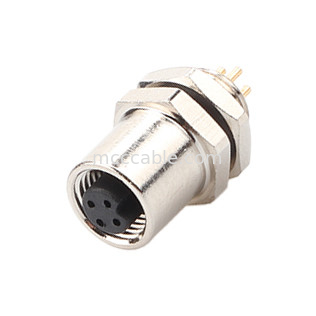 M5 Code-A Female Connector 4Pin Panel Flange PCB Socket IP67 Circular Interface Type A