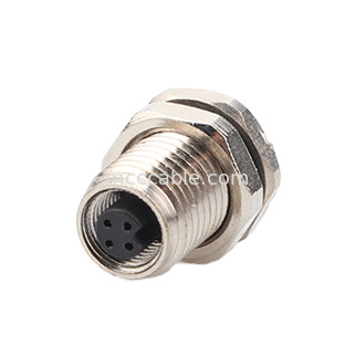 Industrial Circular Waterproof Connector M5 Code-A 4Pin Panel Flange PCB Female Socket IP67