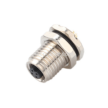 Industrial Circular Waterproof Connector M5 Code-A 4Pin Panel Flange PCB Female Socket IP67