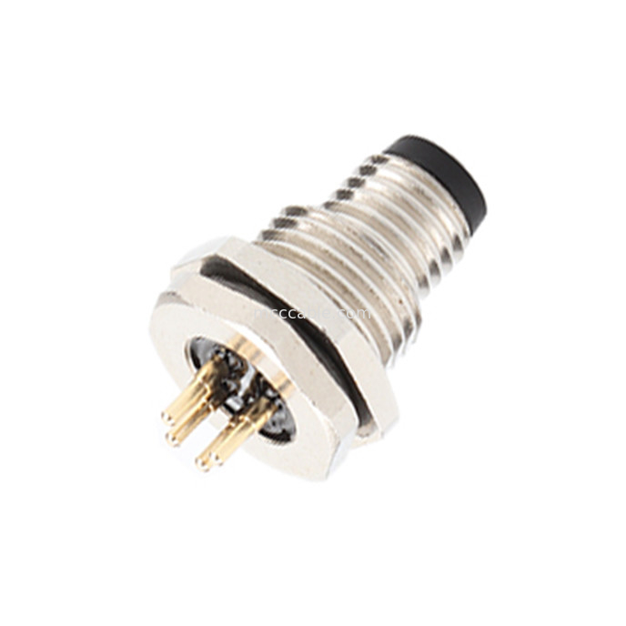 Circular Connector Board End Series M8 4Pin Panel Socket Connector Panel Flange Male PCB Socket, Waterproof IP67