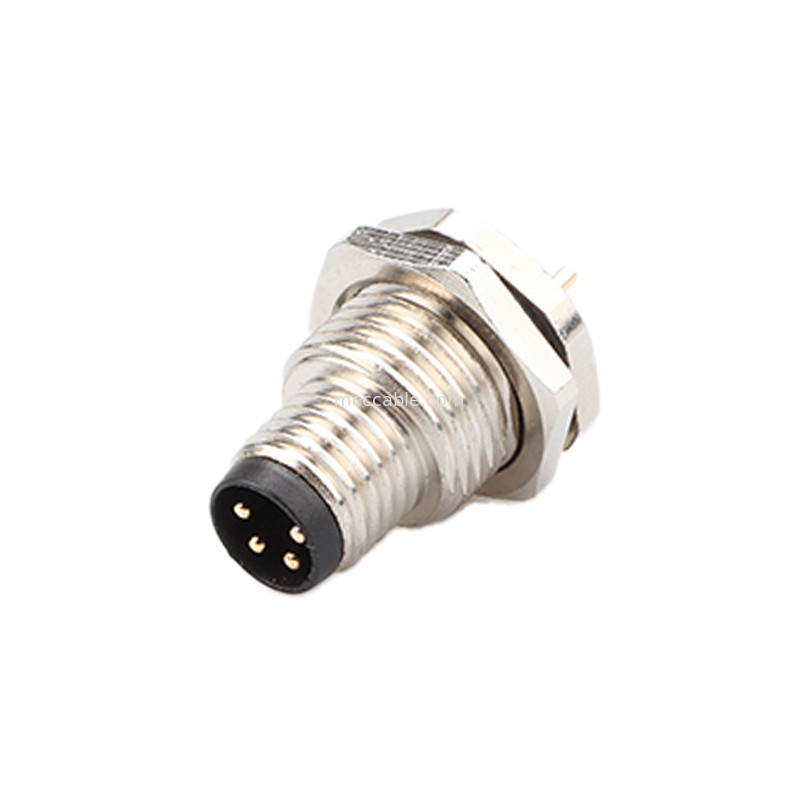 Circular Connector Board End Series M8 4Pin Panel Socket Connector Panel Flange Male PCB Socket, Waterproof IP67