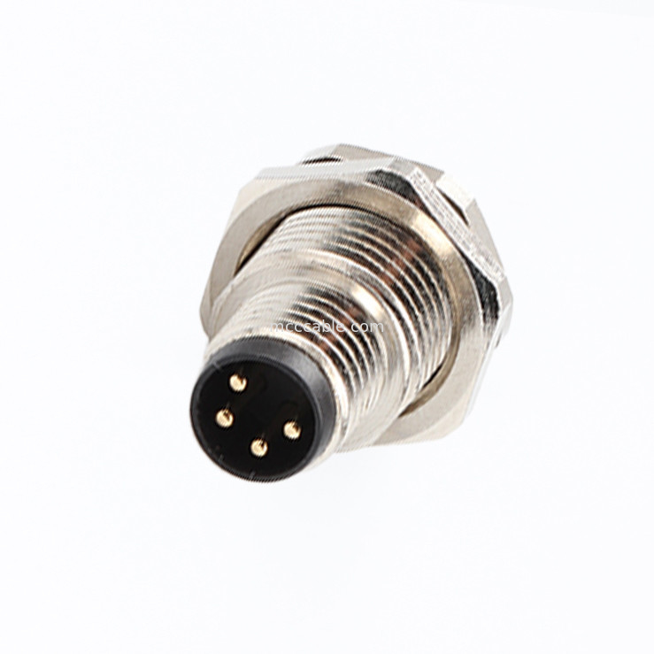 Circular Connector Board End Series M8 4Pin Panel Socket Connector Panel Flange Male PCB Socket, Waterproof IP67