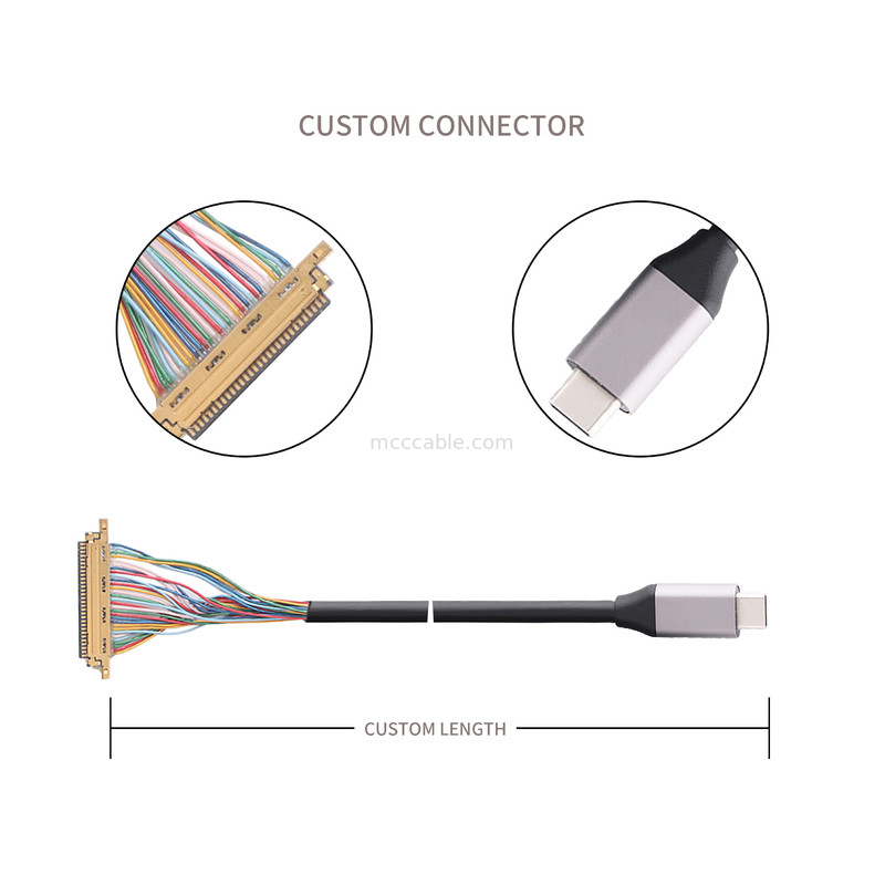 Type-C USB 3.0 TO 20453-230T-03 Cables Made To Measure Coaxial Connector To Micro Usb