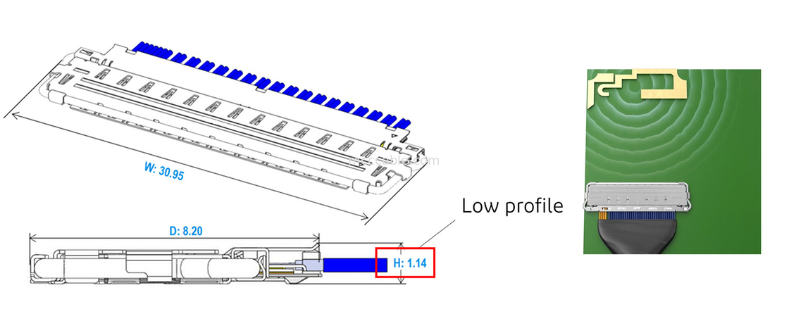 60P EDP Cable 20790-060E-02 0.4mm Pitch Horizontal Mating Type Micro-coaxial Connector
