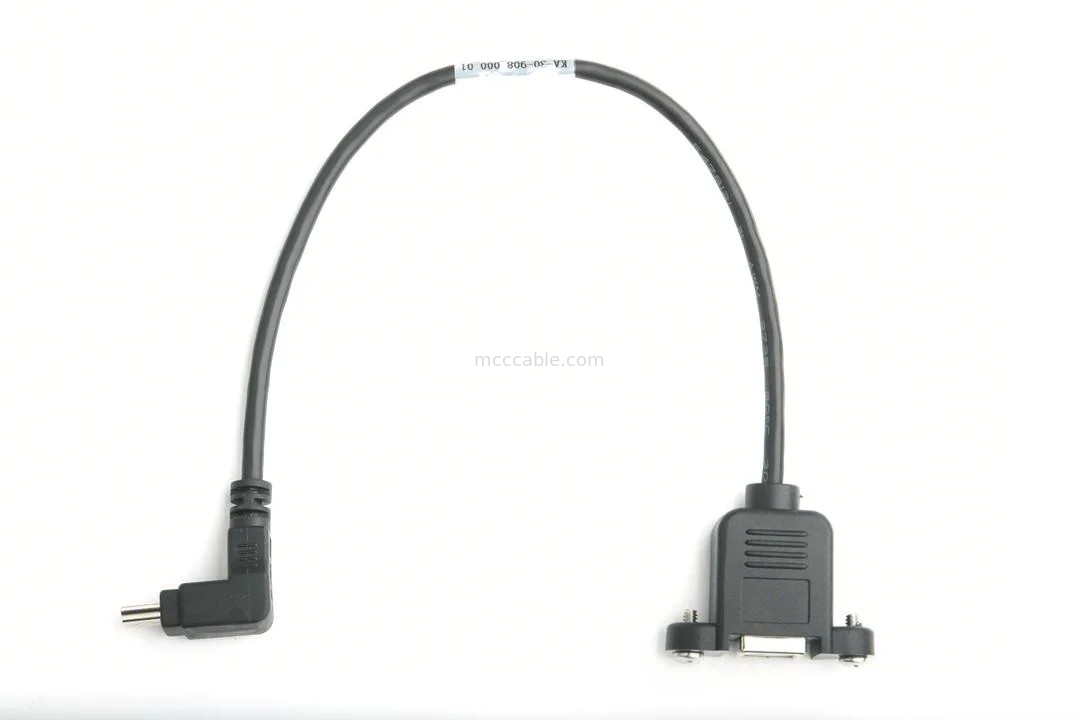 MOUNTABLE USB PORT TYPE B FEMALE PANEL MOUNT ADAPTER TO USB MINI-B MALE TOP ANGLE WTH MOLDING